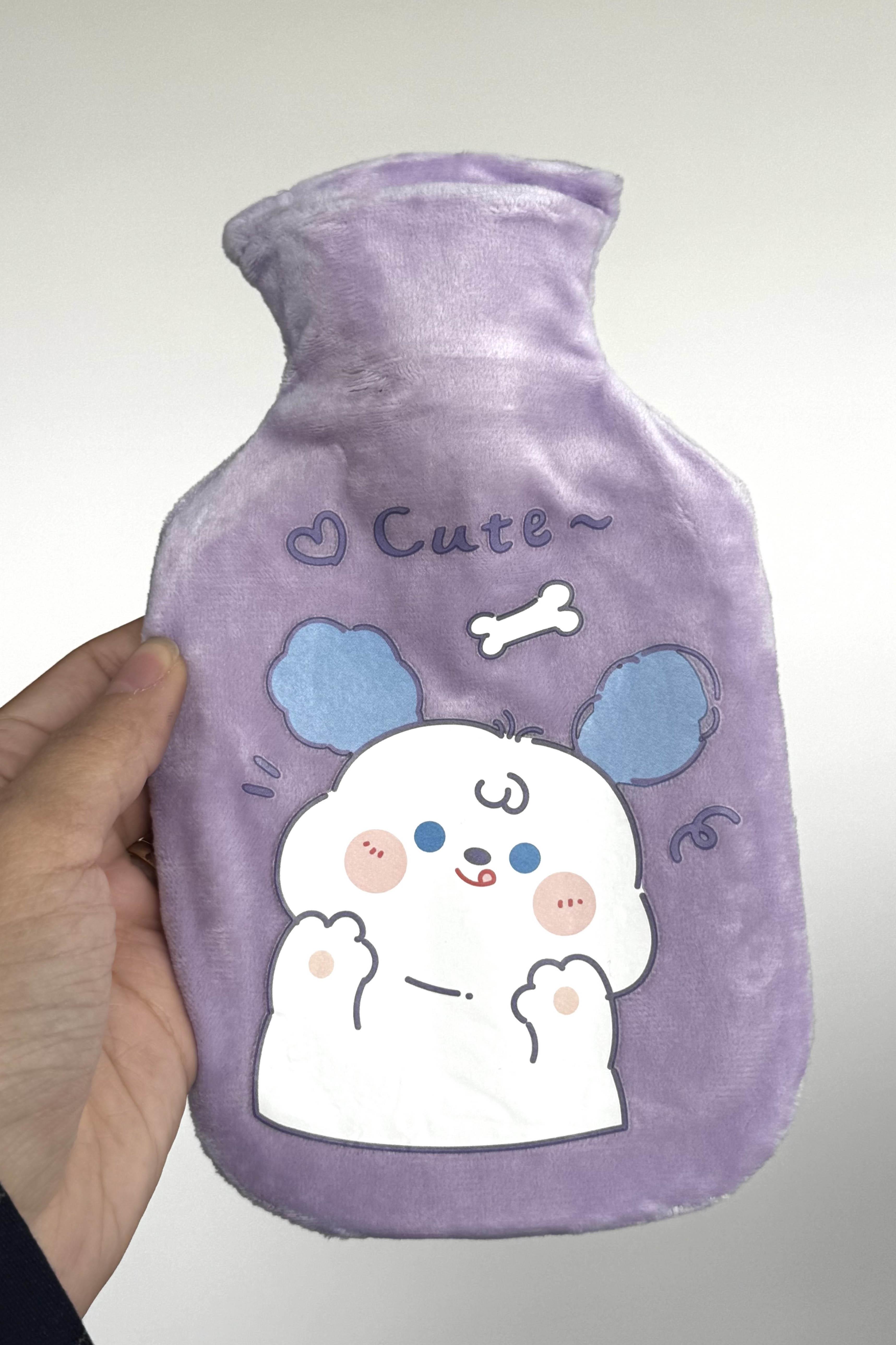 Mor Renk Ayıcık Figürlü Peluş Sıcak Su Torbası