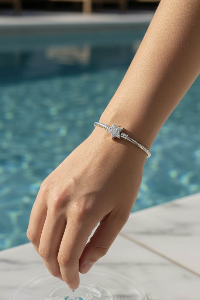 Gümüş Renk Yıldız Figürlü Pandora Bileklik