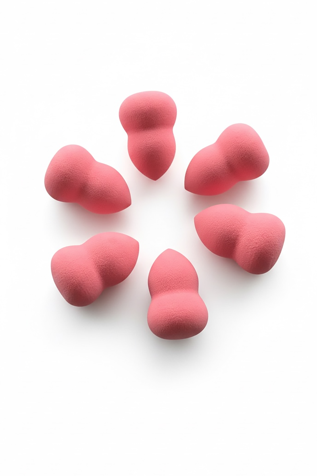 Koyu Pembe Renk 6lı Pürüzsüz Dokulu Makyaj Süngeri Seti (Küçük Boy)