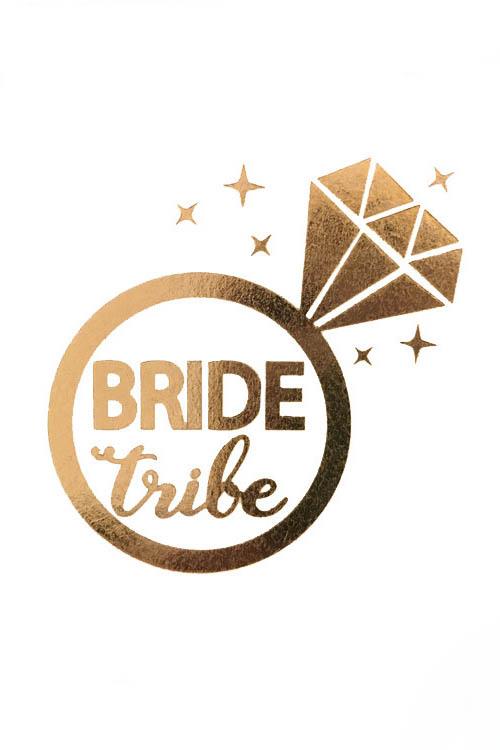 Altın Renk Bride Tribe Yazılı Geçici Dövme Tattoo