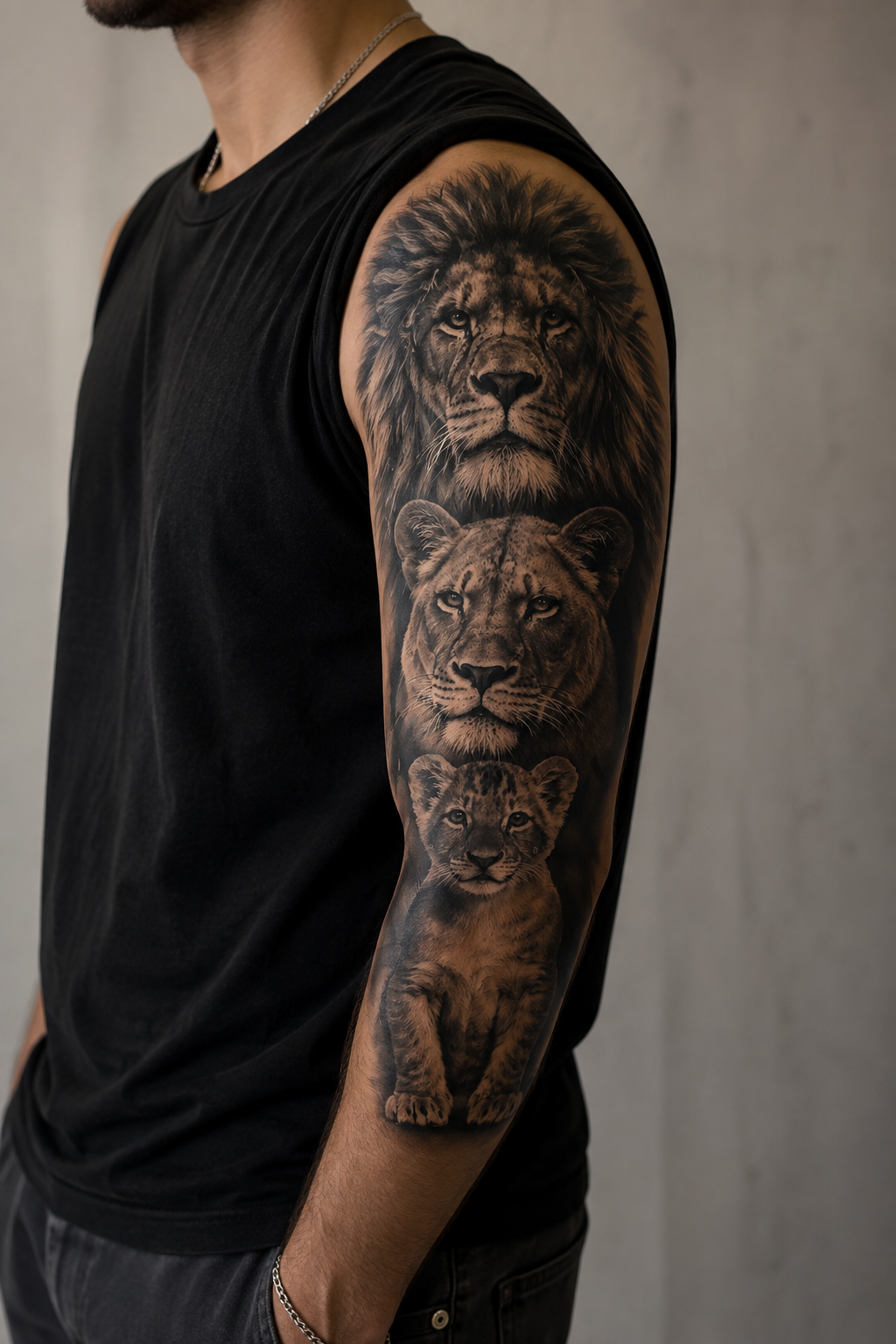 Aslan Ve Ailesi Kol Geçici Dövme Tattoo