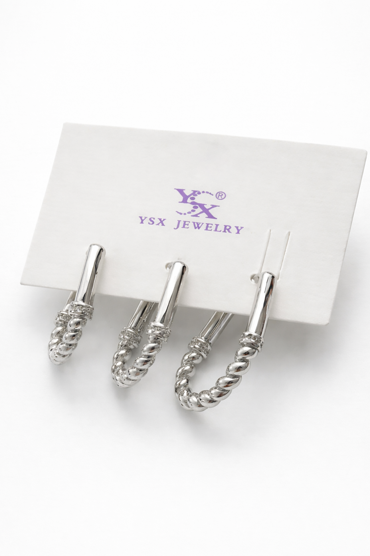 Gümüş Renk Burgu Detaylı 3lü YSX Küpe Set