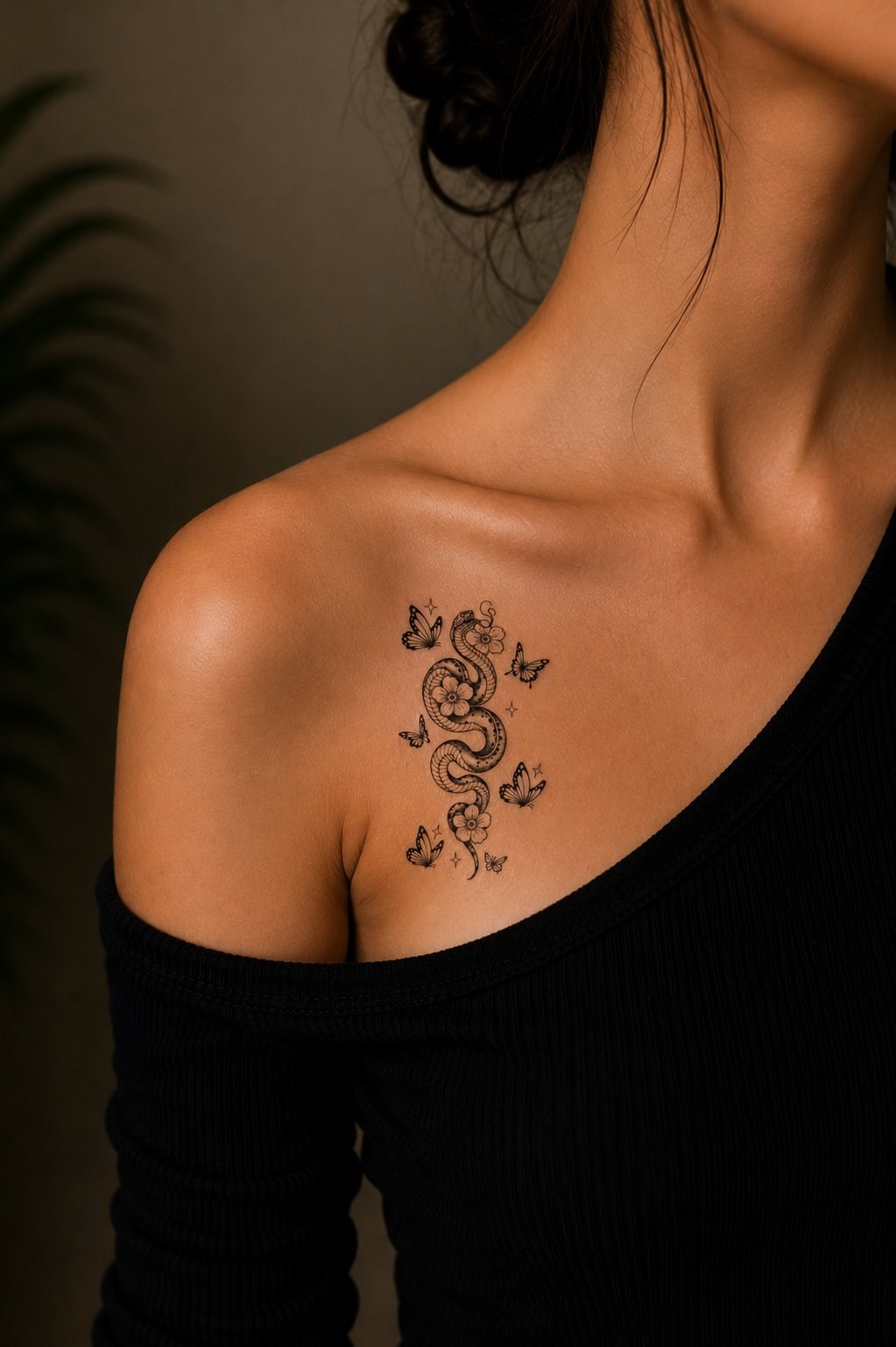 Yılan Ve Kelebek Mini Geçici Dövme Tattoo