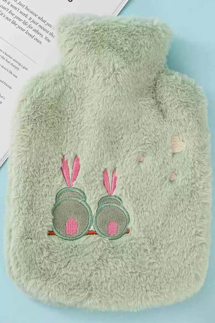 Yeşil Renk Tavşan Figürlü Peluş Sıcak Su Torbası