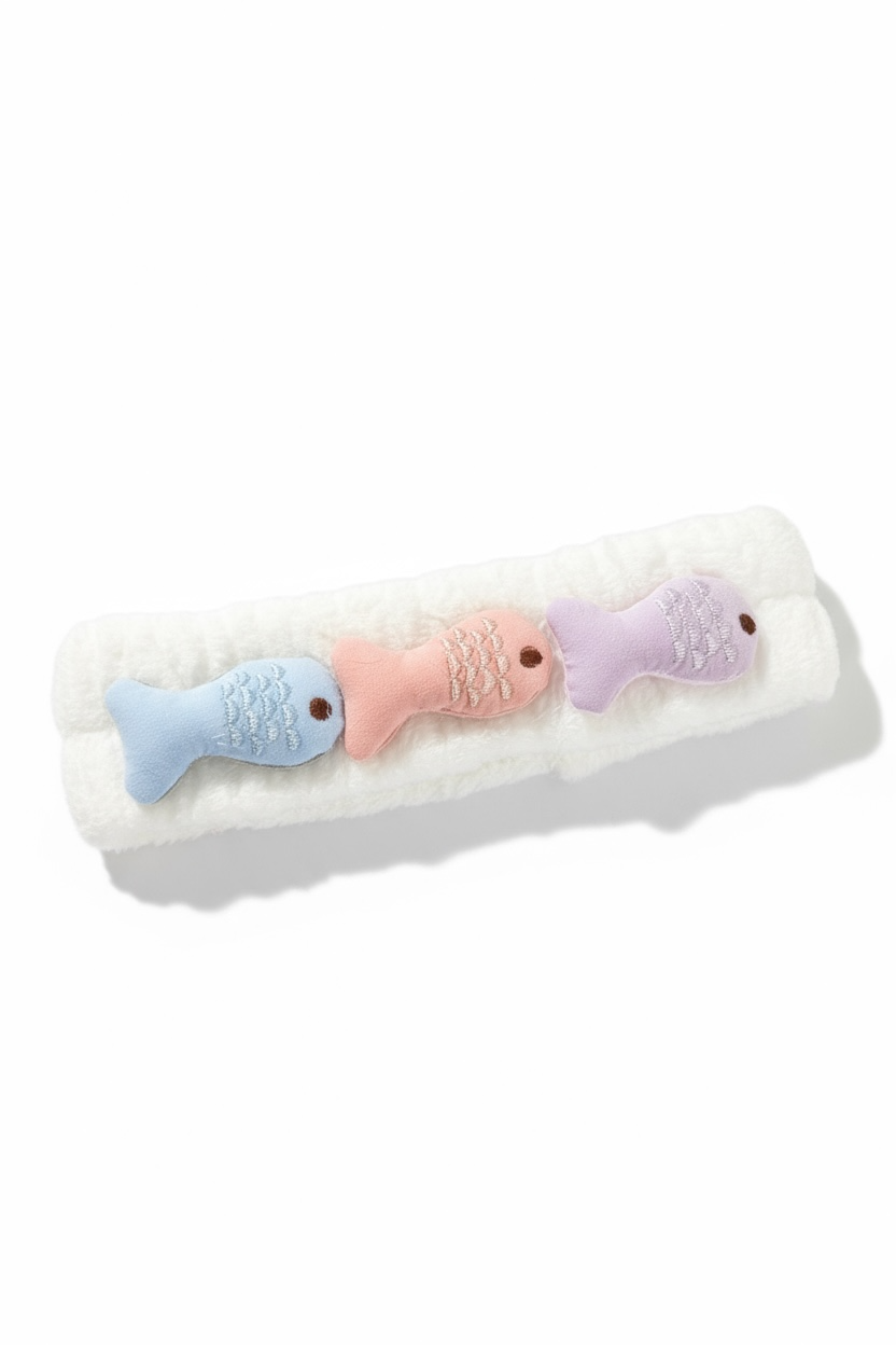 Beyaz Renk Balık Figürlü Peluş Saç Bandı