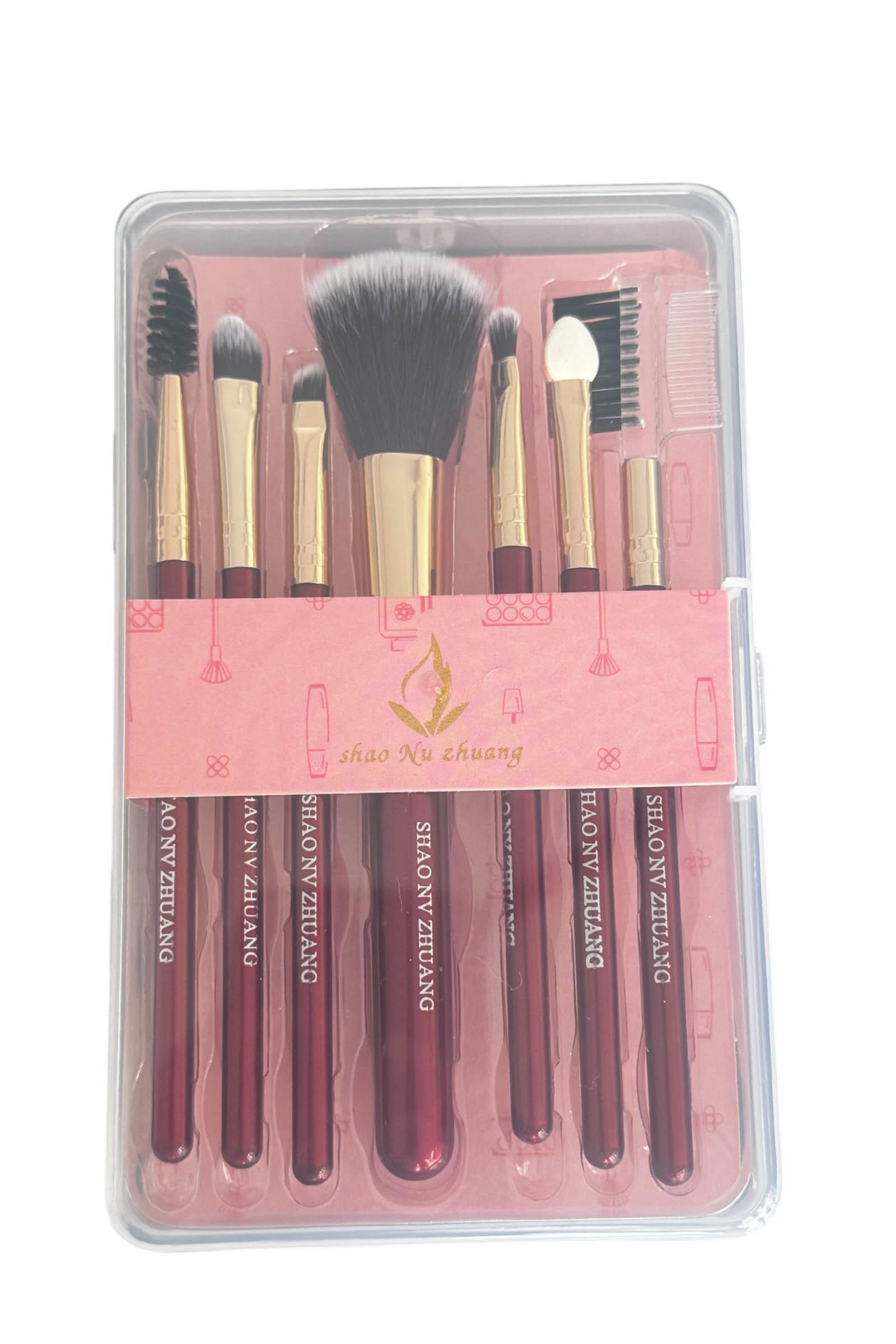 Kırmızı Renk 7li Makyaj Fırçası Set