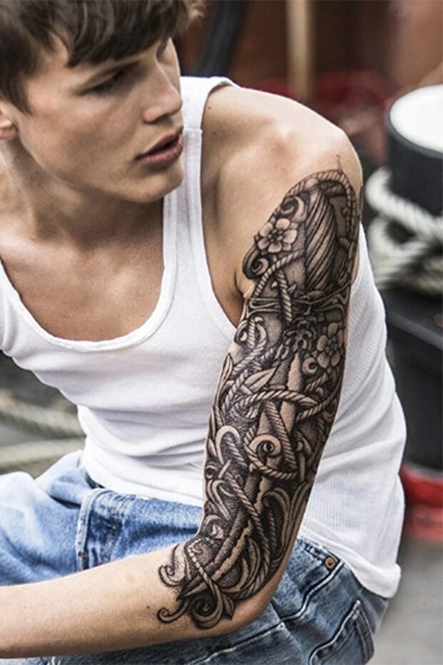 Kılıç Kol Dövme Geçici Tattoo