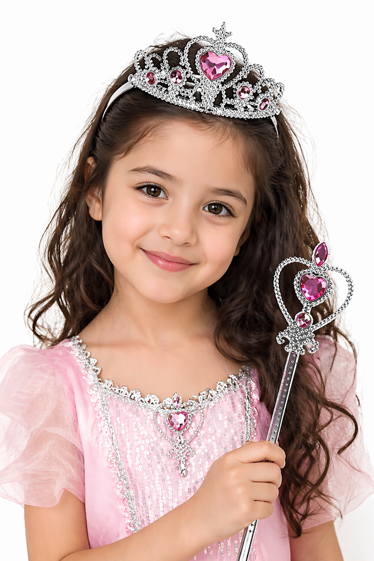 Pembe Renk Taç /Asa Set