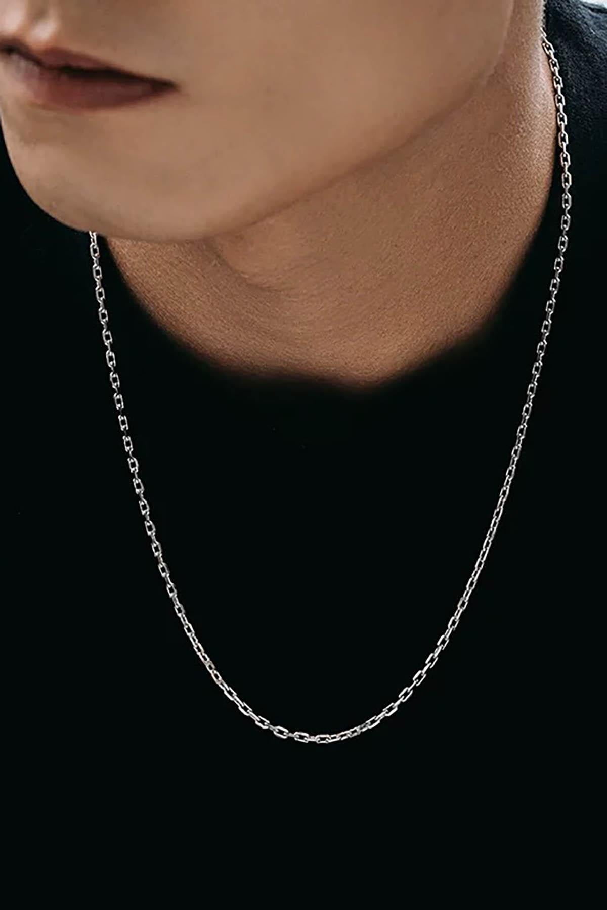Gümüş Renk Unisex Çelik Zincir Kolye
