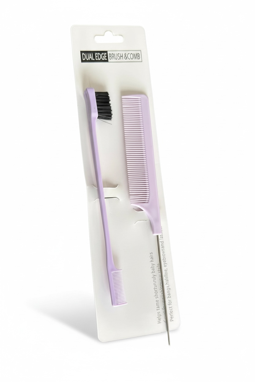 Lila Renk İkili Saç Fırçası