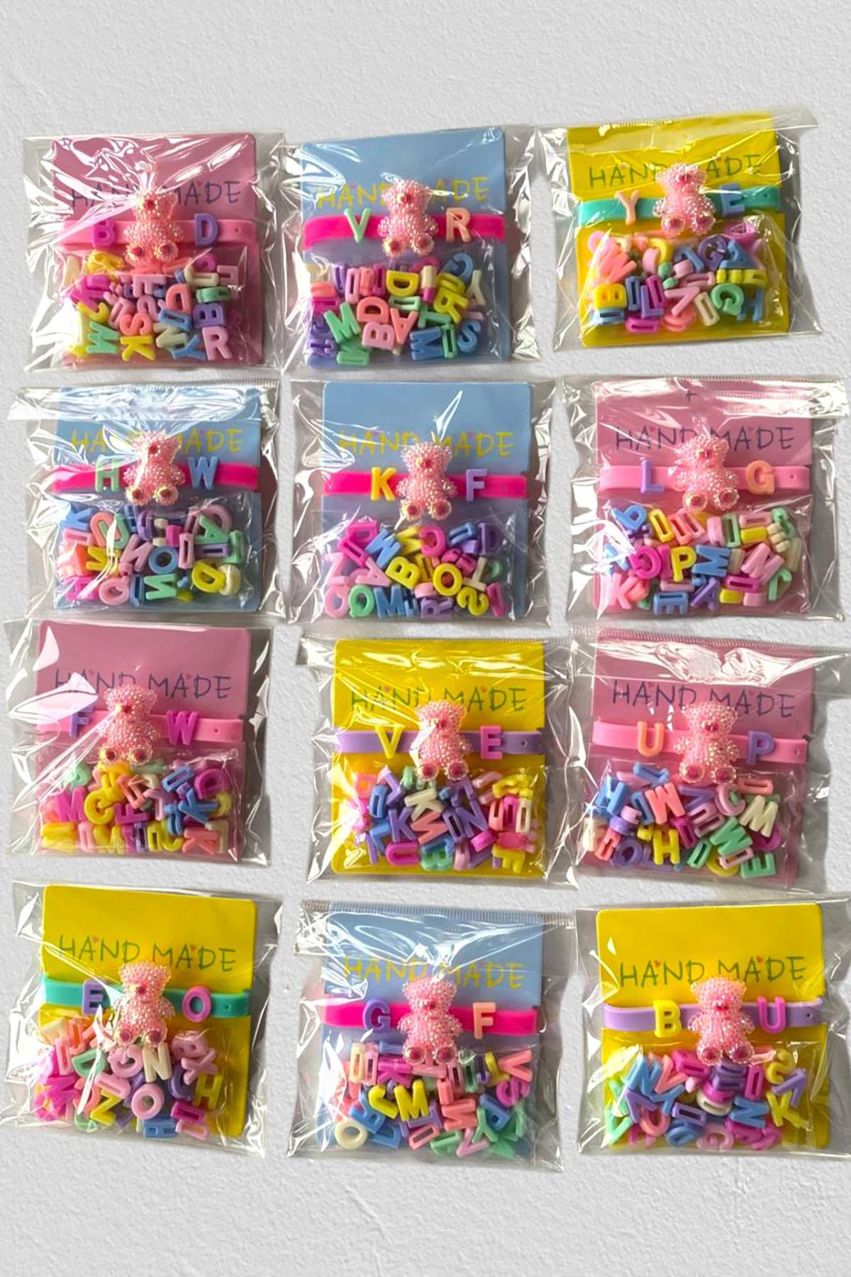 12li Karışık Figürlü Charmlı Çocuk Bileklik Set