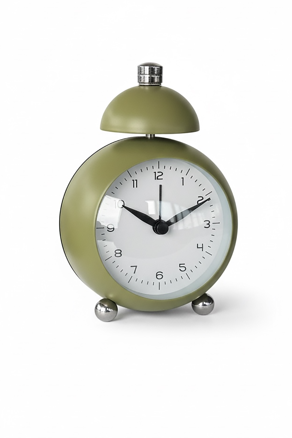 Haki Renk Mini Dekoratif Alarmlı Yuvarlak Masa Saati