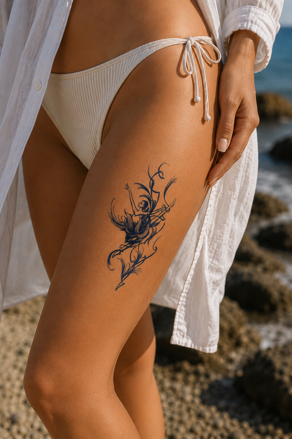 Balerin Kız Sonradan Kararan Yarı Kalıcı Geçici Dövme Tattoo