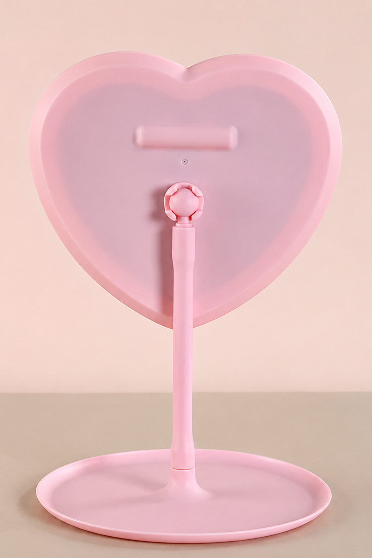 Pembe Renk Kalp Figürlü Işıklı Masa Aynası