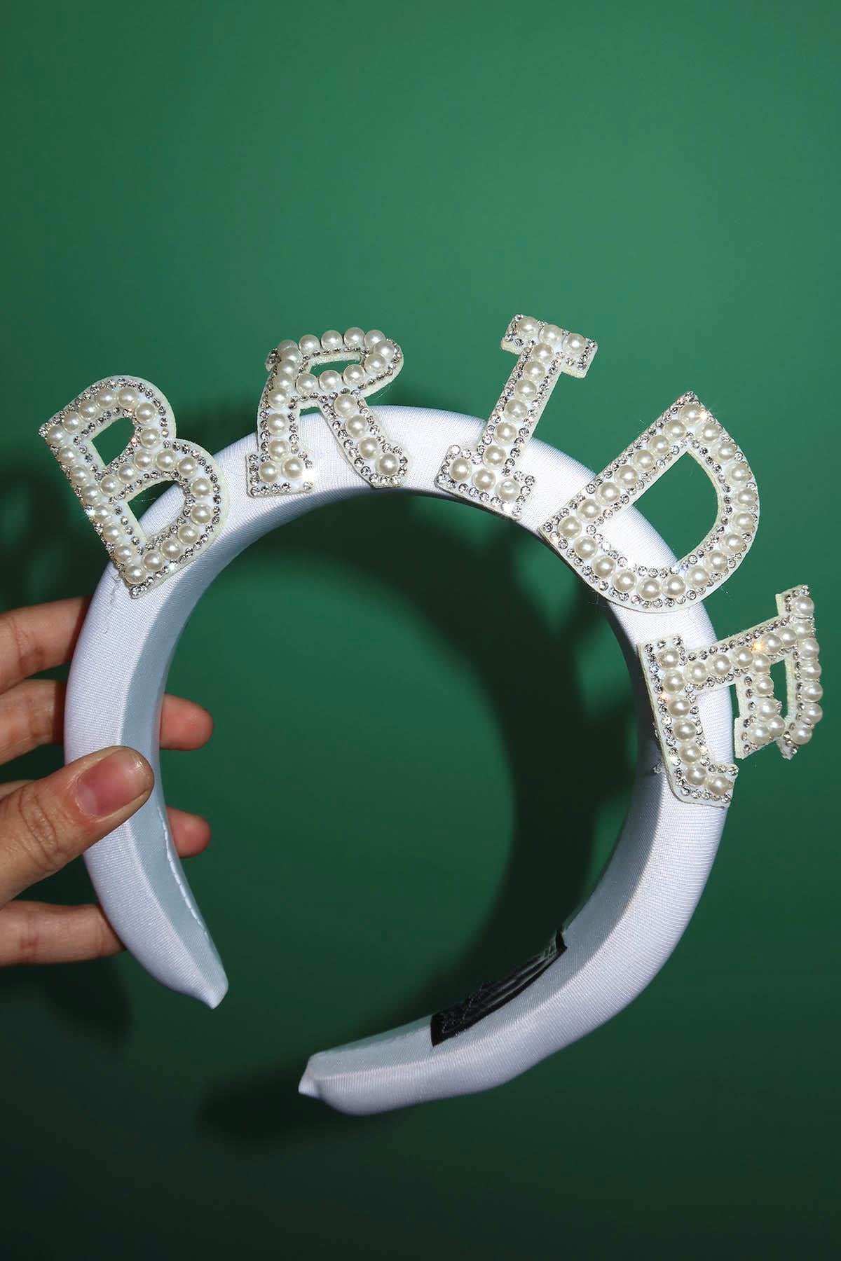 Beyaz Renk Bride Yazılı Bekarlığa Veda Bride Tacı