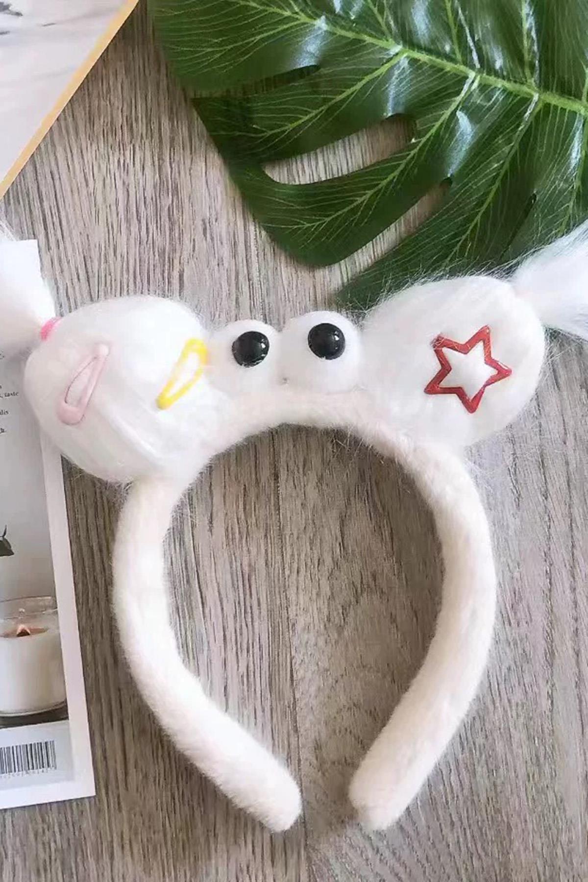 Beyaz Renk Canavar Figürlü Peluş Taç