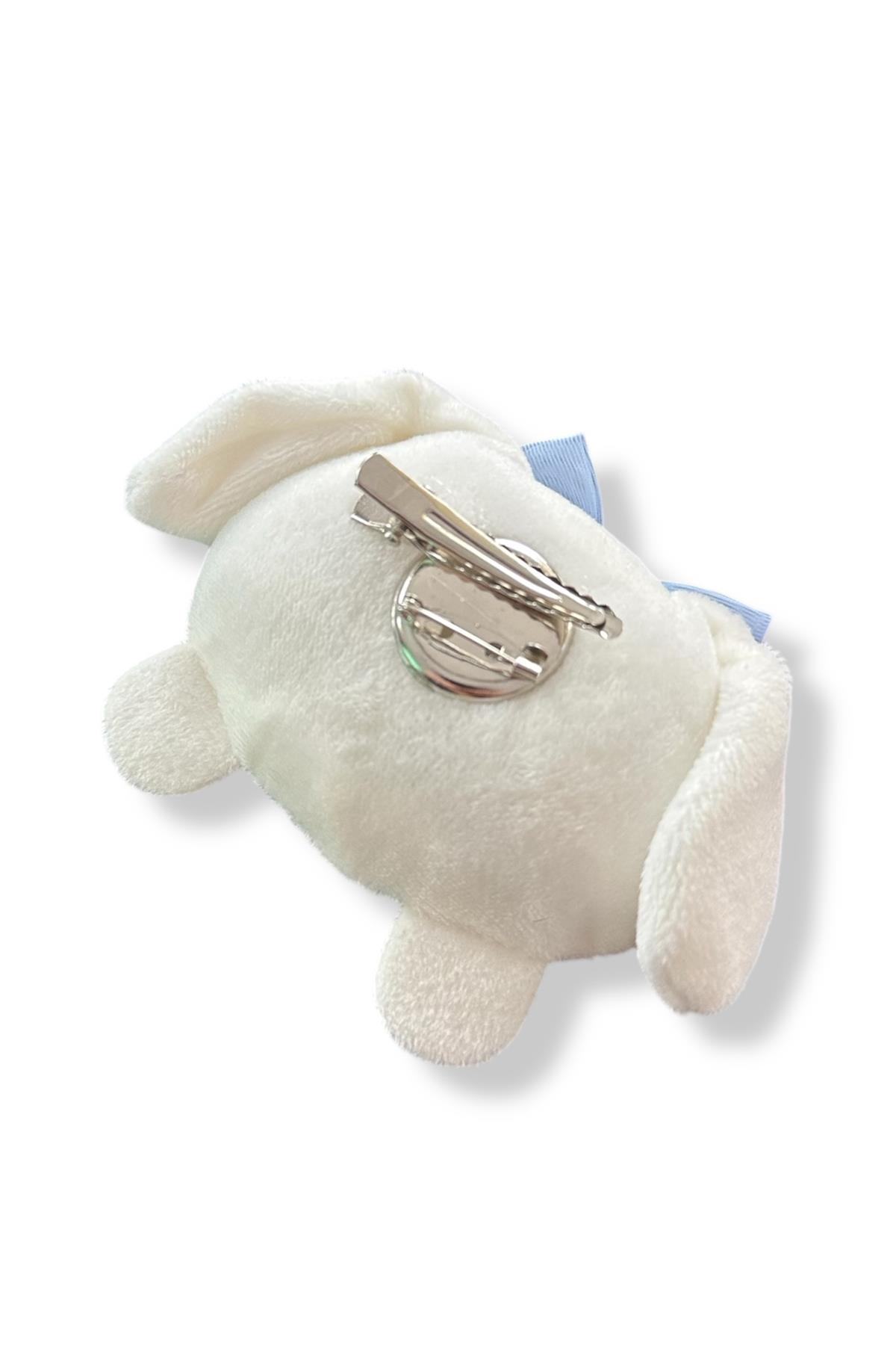 Beyaz Renk Tavşan Figürlü Rozet / Toka