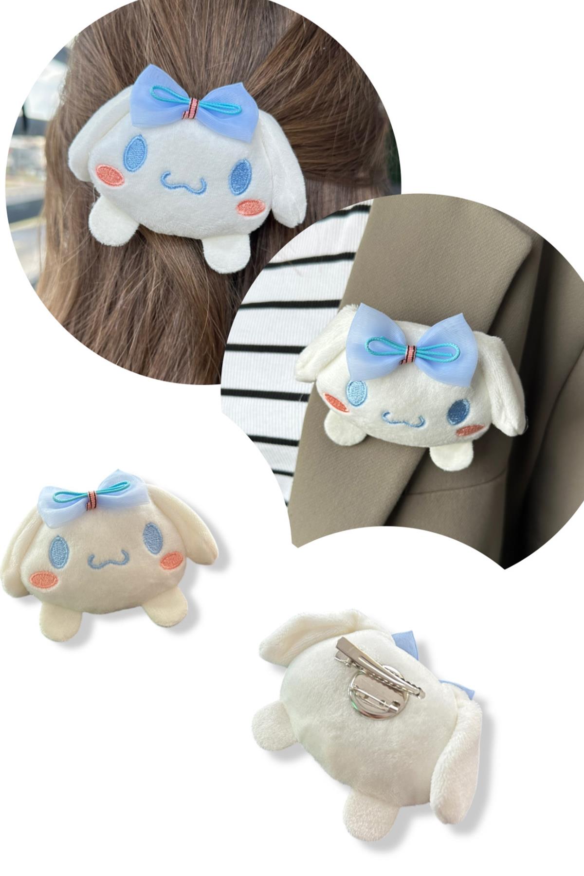 Beyaz Renk Tavşan Figürlü Rozet / Toka