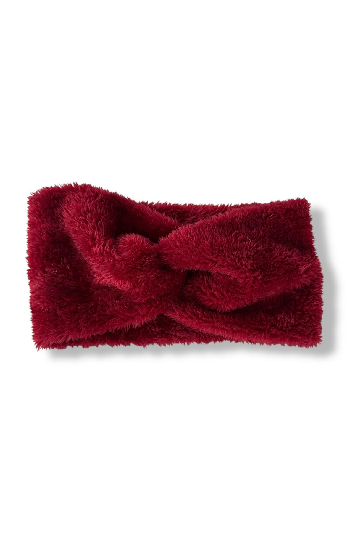 Bordo Renk Peluş Havlu Saç Bandı