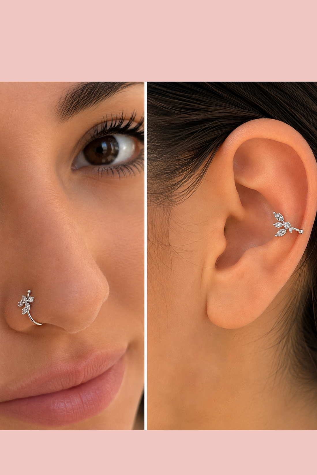 Gümüş Renk Karışık Figürlü Deliksiz Kulak/Burun 3lü Piercing Set