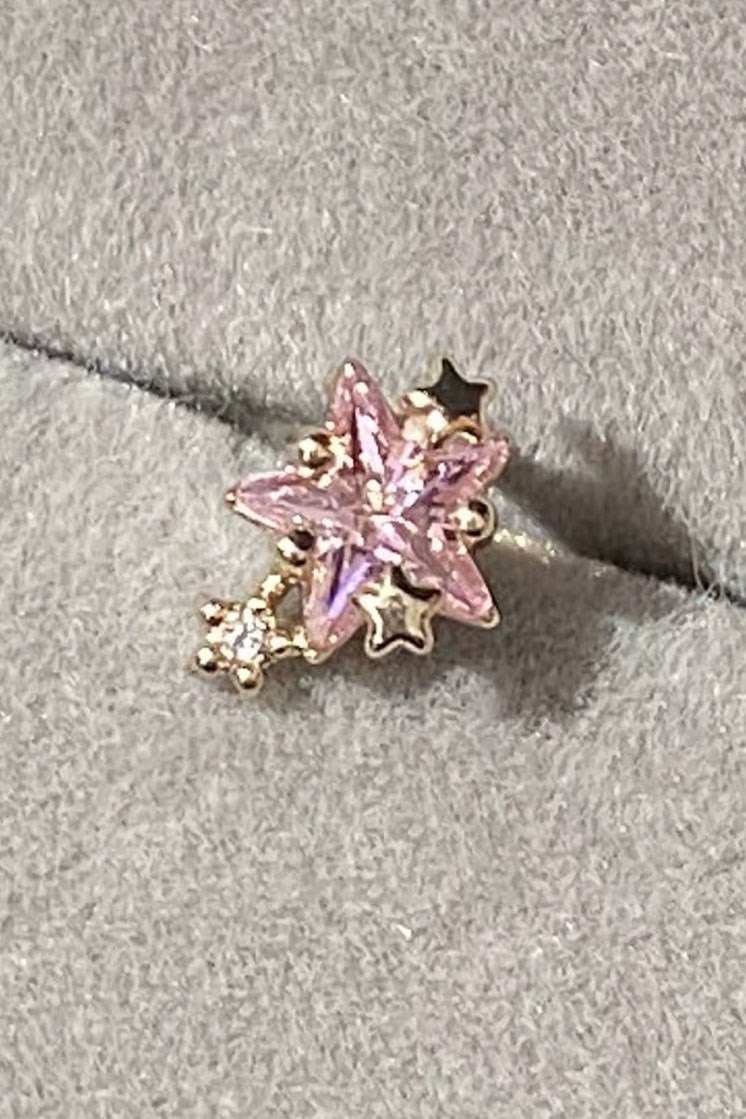 Altın Renk Yıldız Figürlü Taşlı Cerrahi Çelik Tragus/Kıkırdak Küpe/Piercing (Tek)