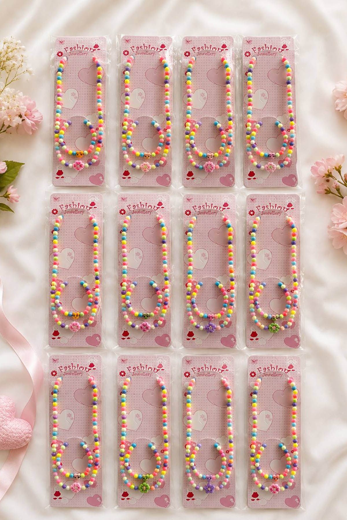 12li Karışık Figürlü Çocuk Kolye/Bileklik Set