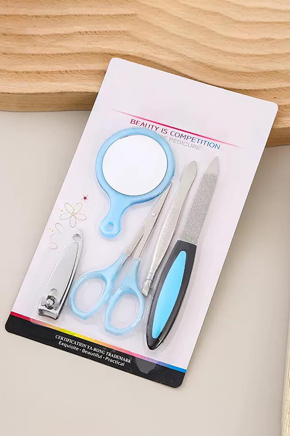 Mavi Renk 5 Parça Manikür/ Pedikür Törpü Set