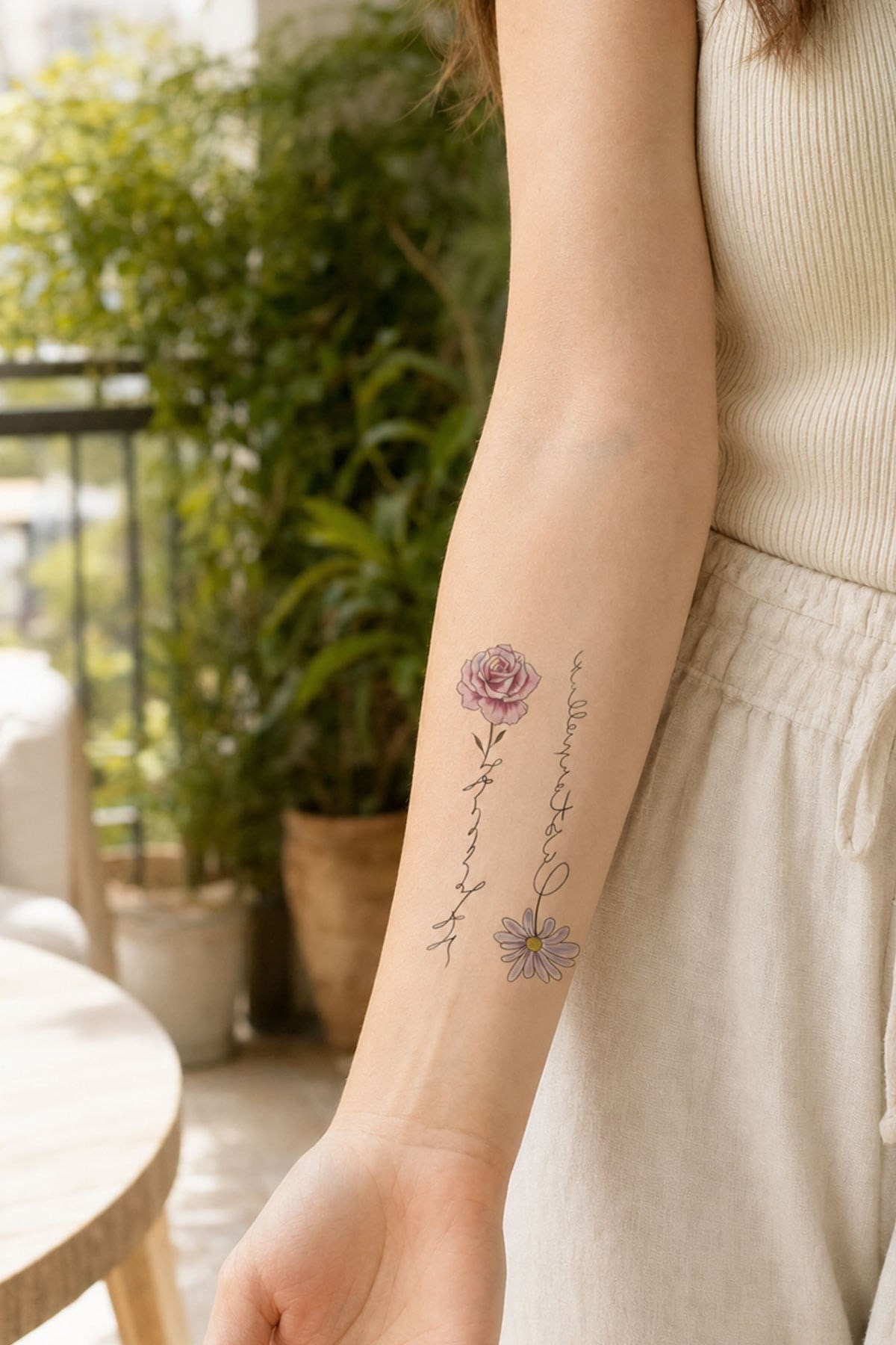 Yazılı Gül Mini Geçici Dövme Tattoo