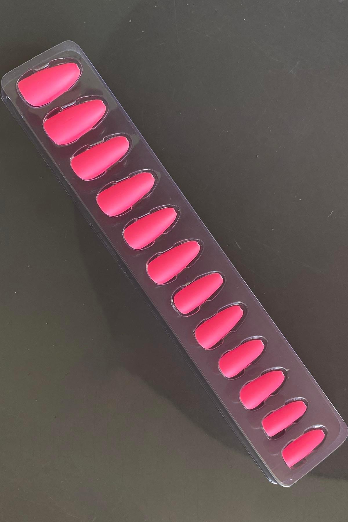 Pembe Renk 12li Takma Takma Tırnak 