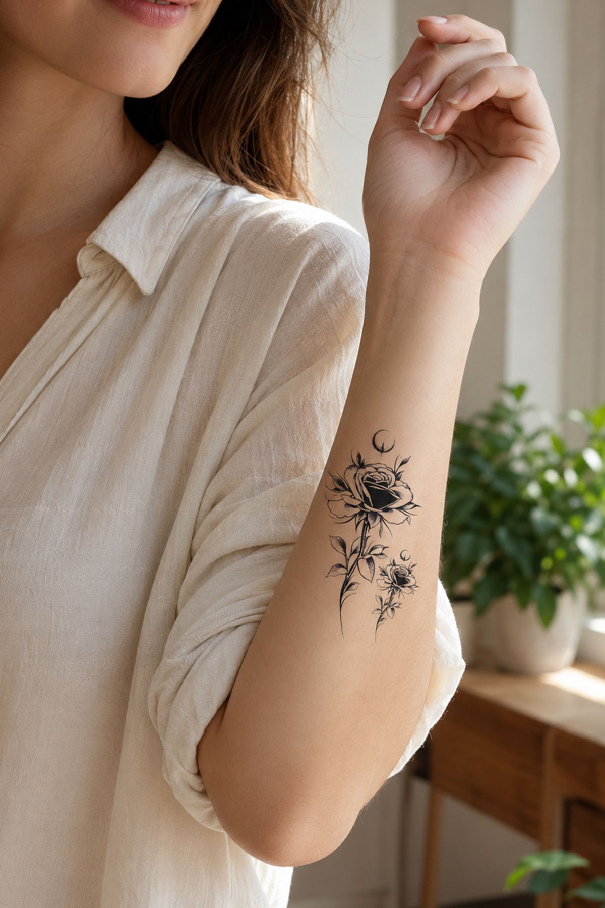 Siyah Gül Mini Geçici Dövme Tattoo