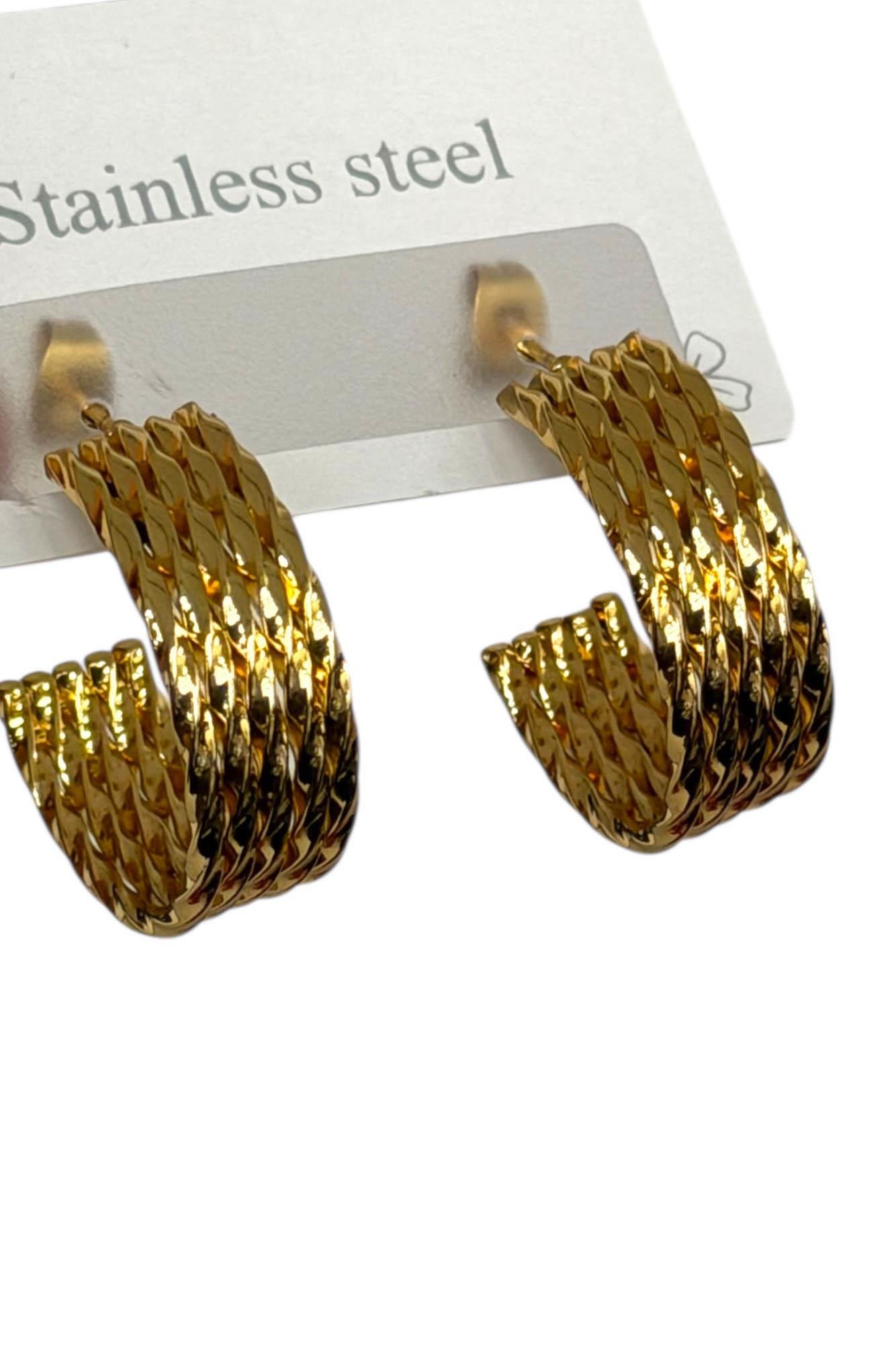 Altın Renk Çelik Küpe (Çift)