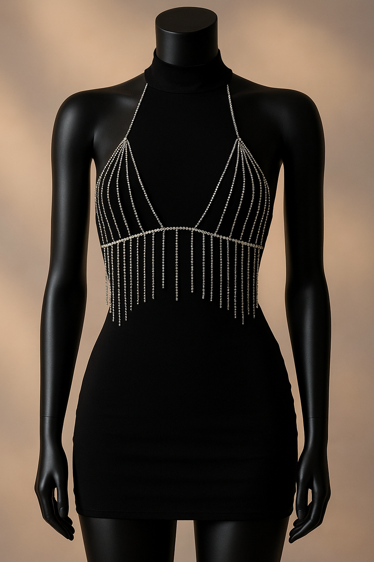 Gümüş Renk Taşlı Bikini Üstü /Bralet /Vücut Aksesuarı