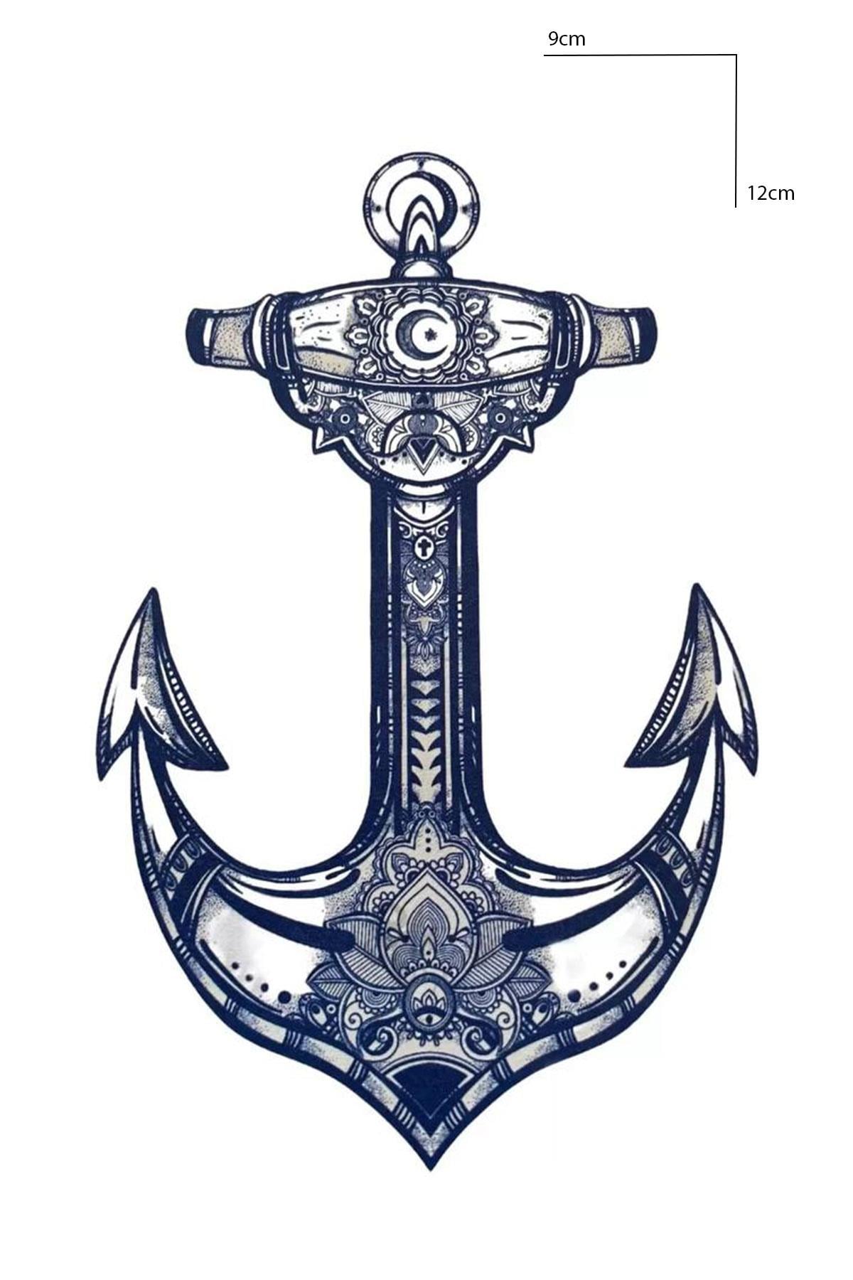 Çapa Figürlü 12 Saat Sonra Kararan Geçici Dövme Tattoo