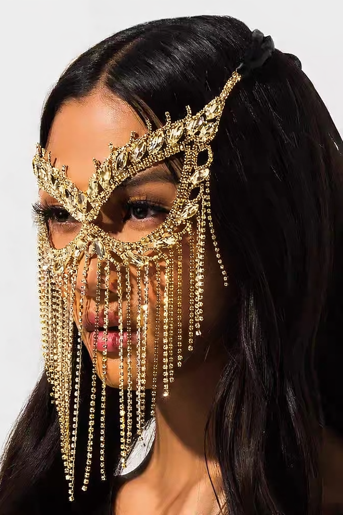 Altın Renk Taşlı Parti Maskesi