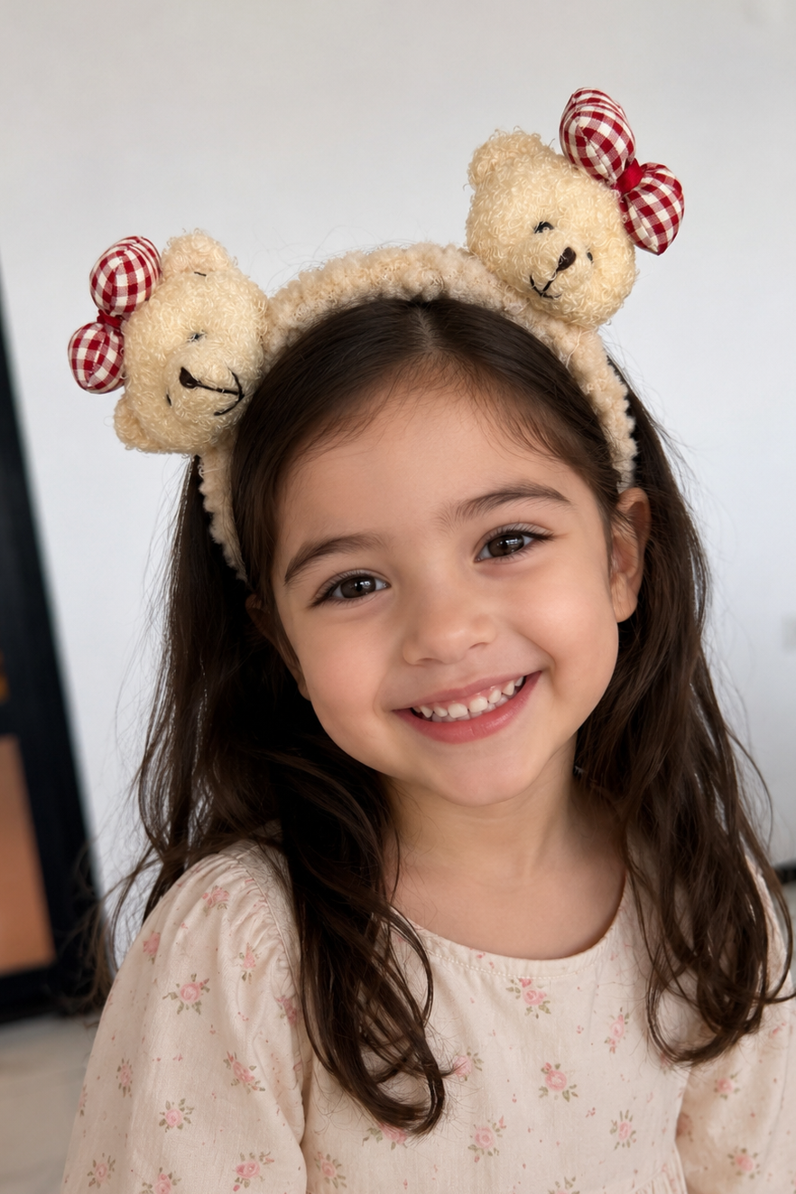 Krem Renk Ayıcık Figürlü Peluş Taç