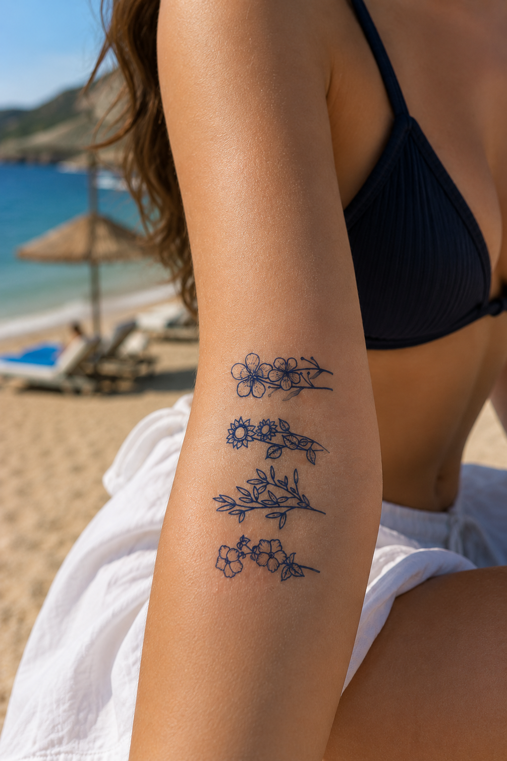 Çiçek Sonradan Kararan Yarı Kalıcı Geçici Dövme Tattoo