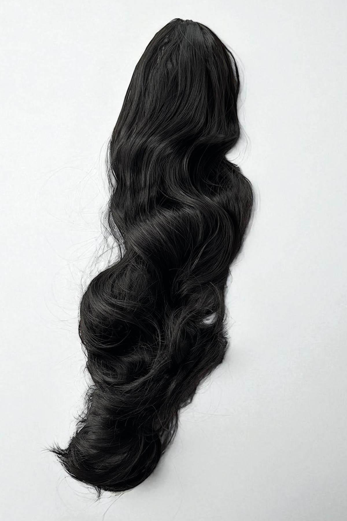 Siyah Renk Tokalı Dalgalı At Kuyruğu Saç (Zeynep)