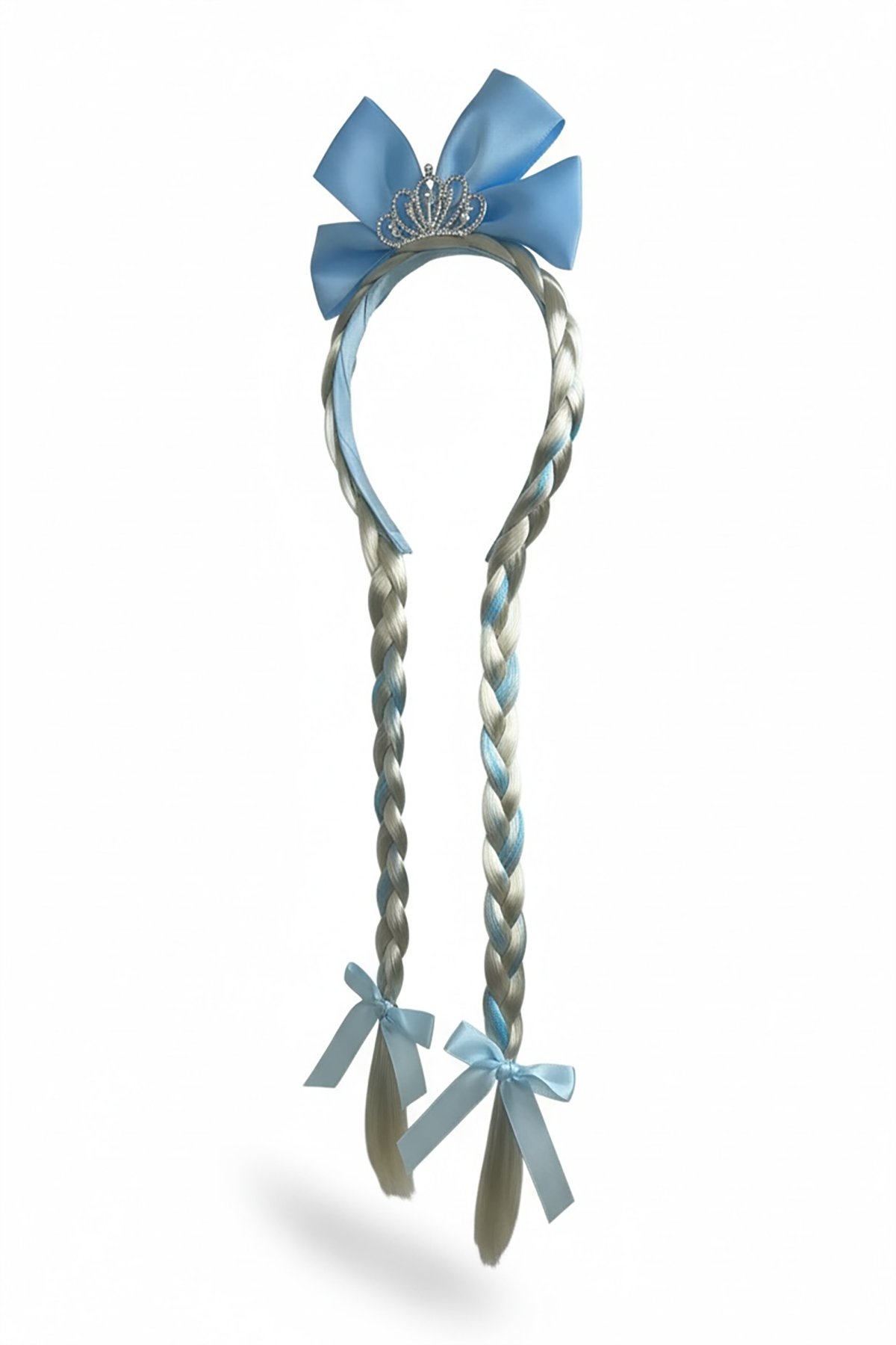 Mavi Renk Kurdele Figürlü Örgü Detaylı Çocuk Taç