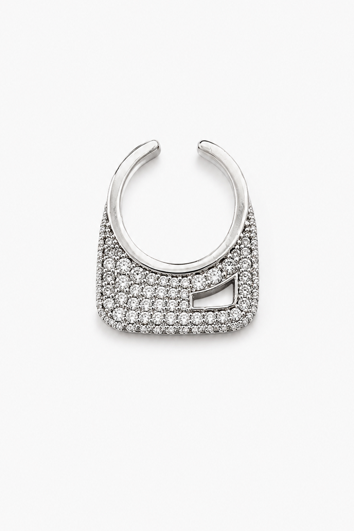 Gümüş Renk Taş Detaylı TX Ear Cuff (Tek)
