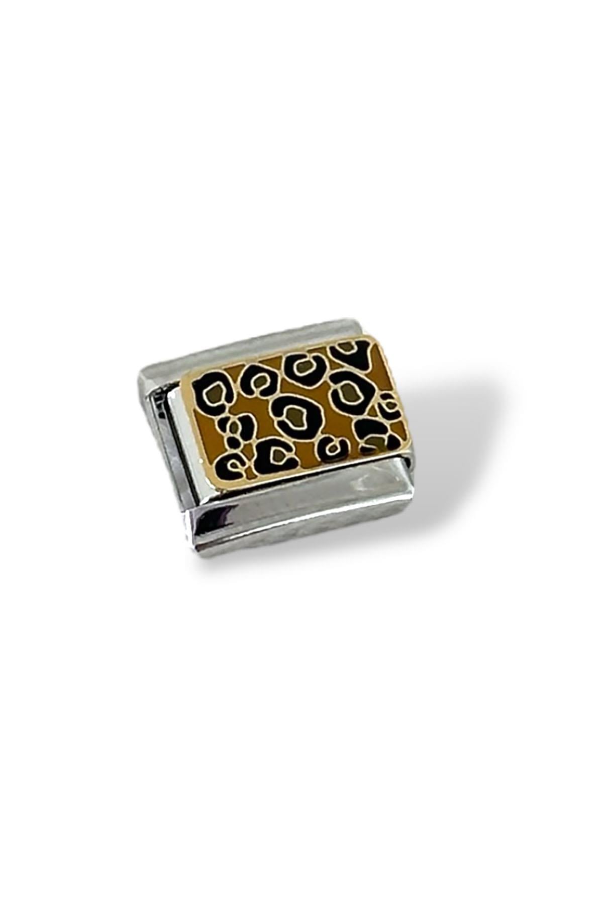 Gümüş Renk Leopar Desenli Çelik Nomination Charm (Tek)