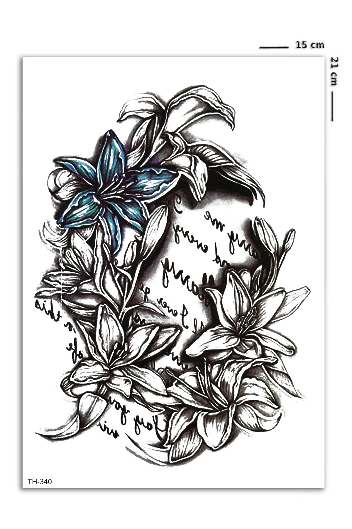  Çiçekli Yazı Geçici Dövme Tattoo