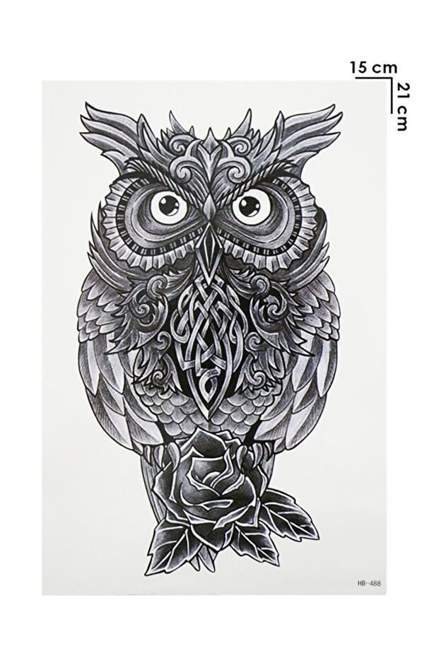Baykuş Büyük Dövme Geçici Tattoo