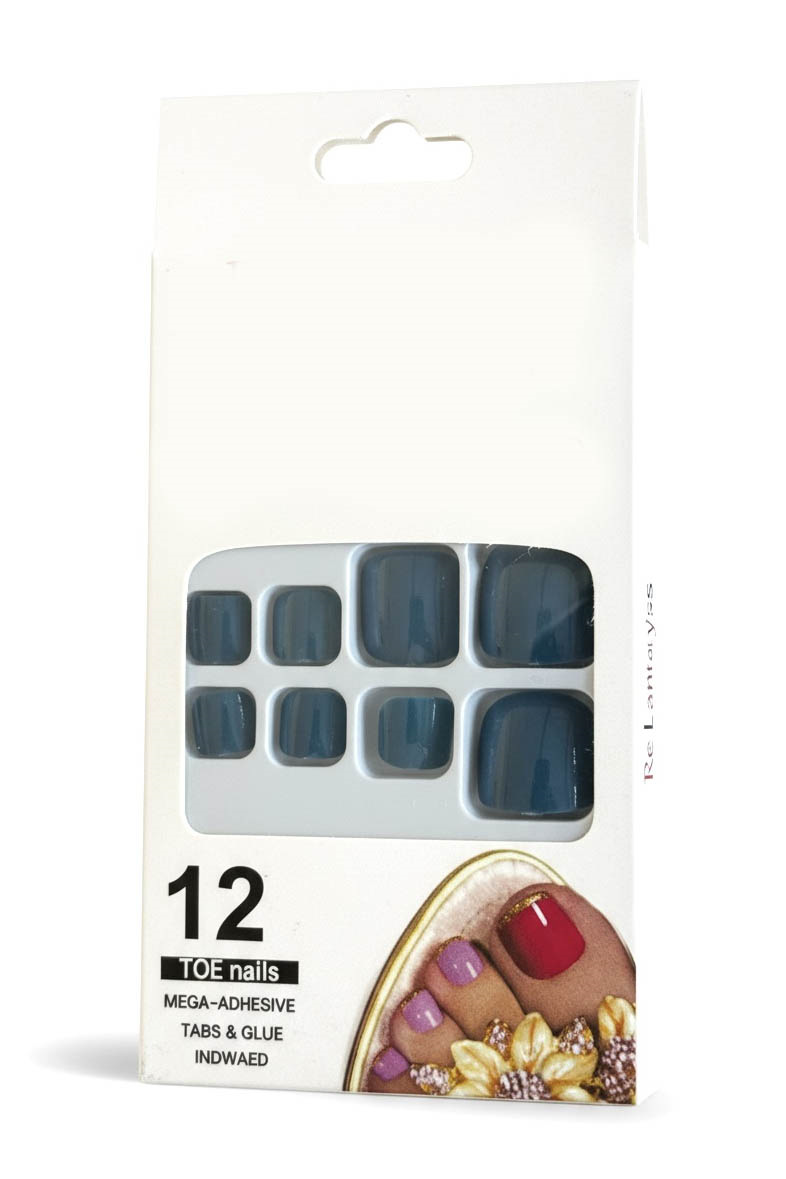 12li Mavi Renk Takma Tırnak Set (Yapıştırıcılı)