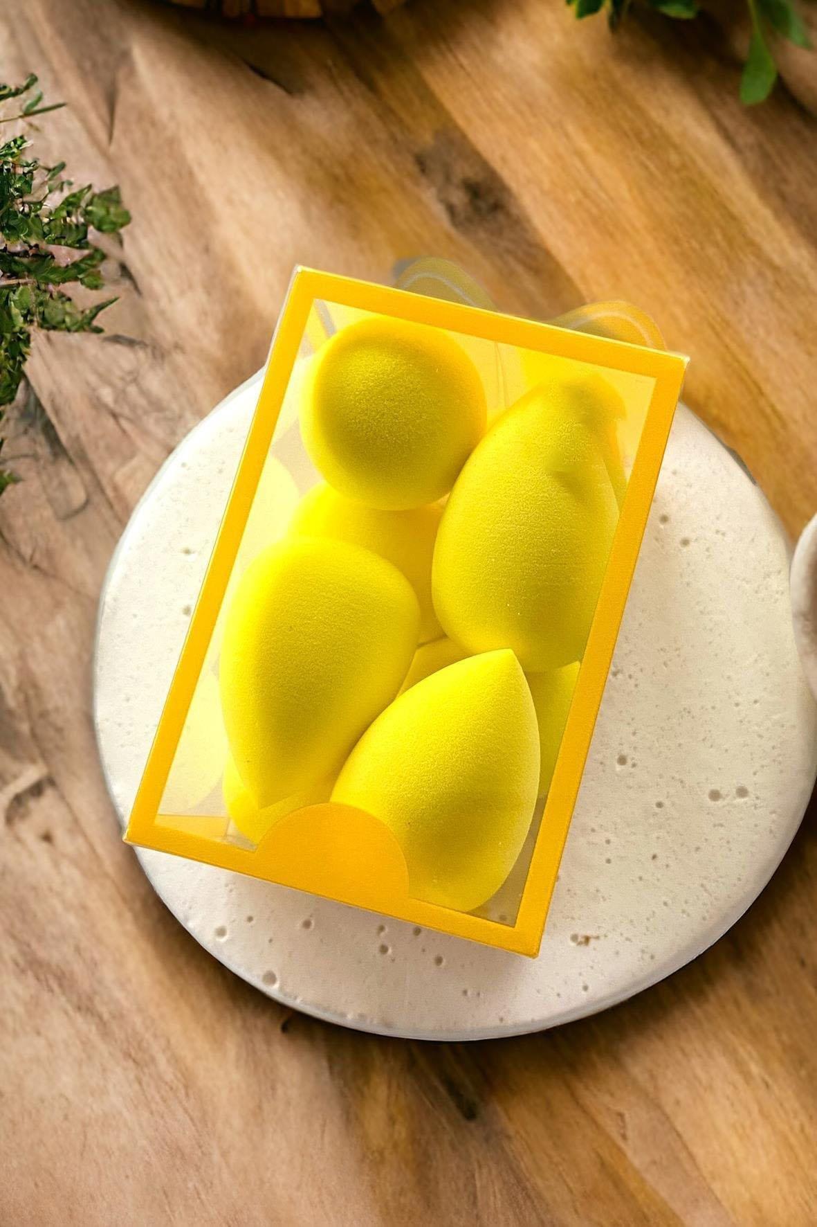 Sarı Renk 6lı Pürüzsüz Dokulu Makyaj Süngeri Seti (Küçük Boy)