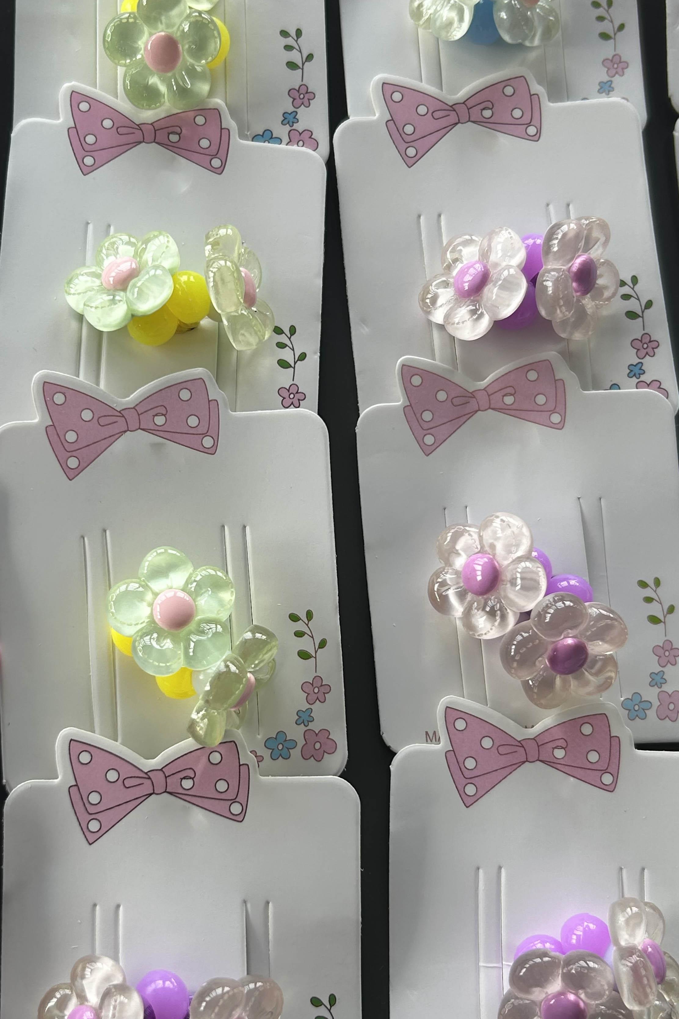 20li Karışık Renk Çiçek Figürlü Çocuk Lastik Toka Set