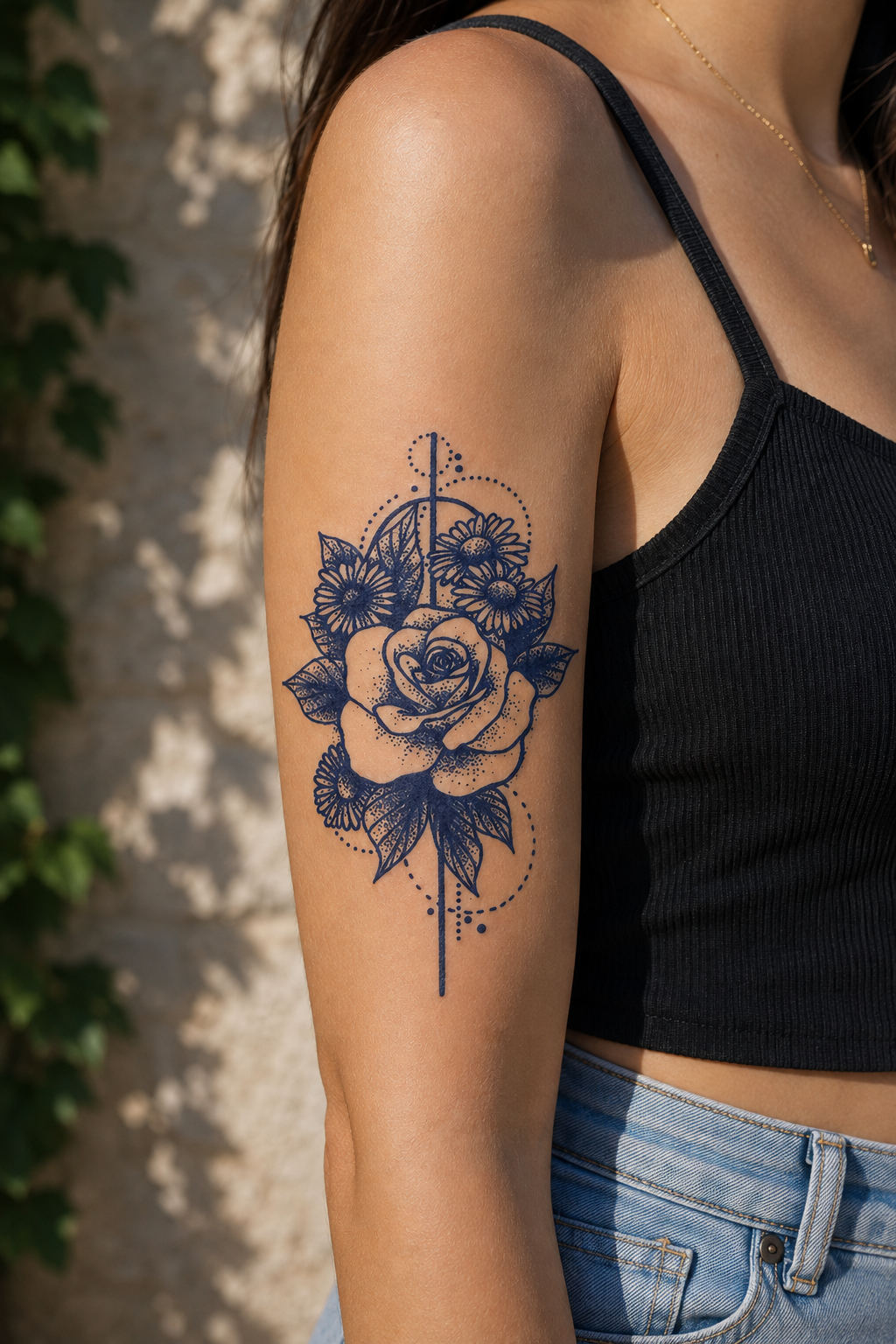 Ok Ve Gül Sonradan Kararan Yarı Kalıcı Geçici Dövme Tattoo