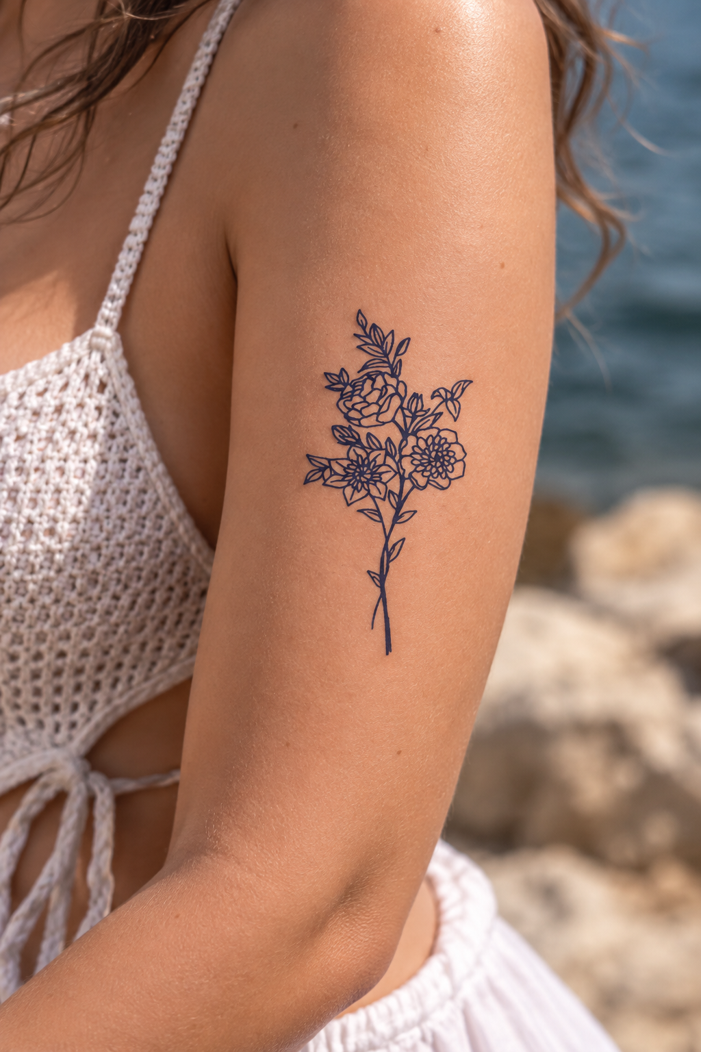 Çiçek Sonradan Kararan Yarı Kalıcı Geçici Dövme Tattoo