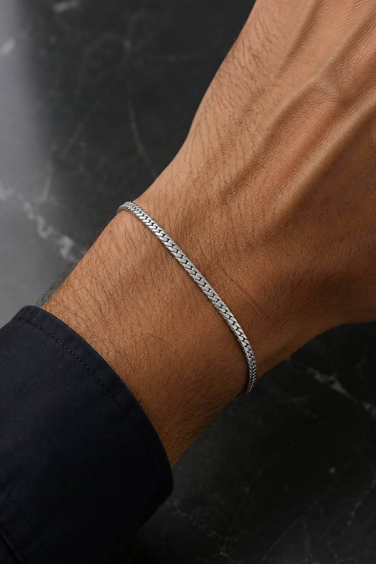Gümüş Renk Zincir Çelik Bileklik (Unisex)