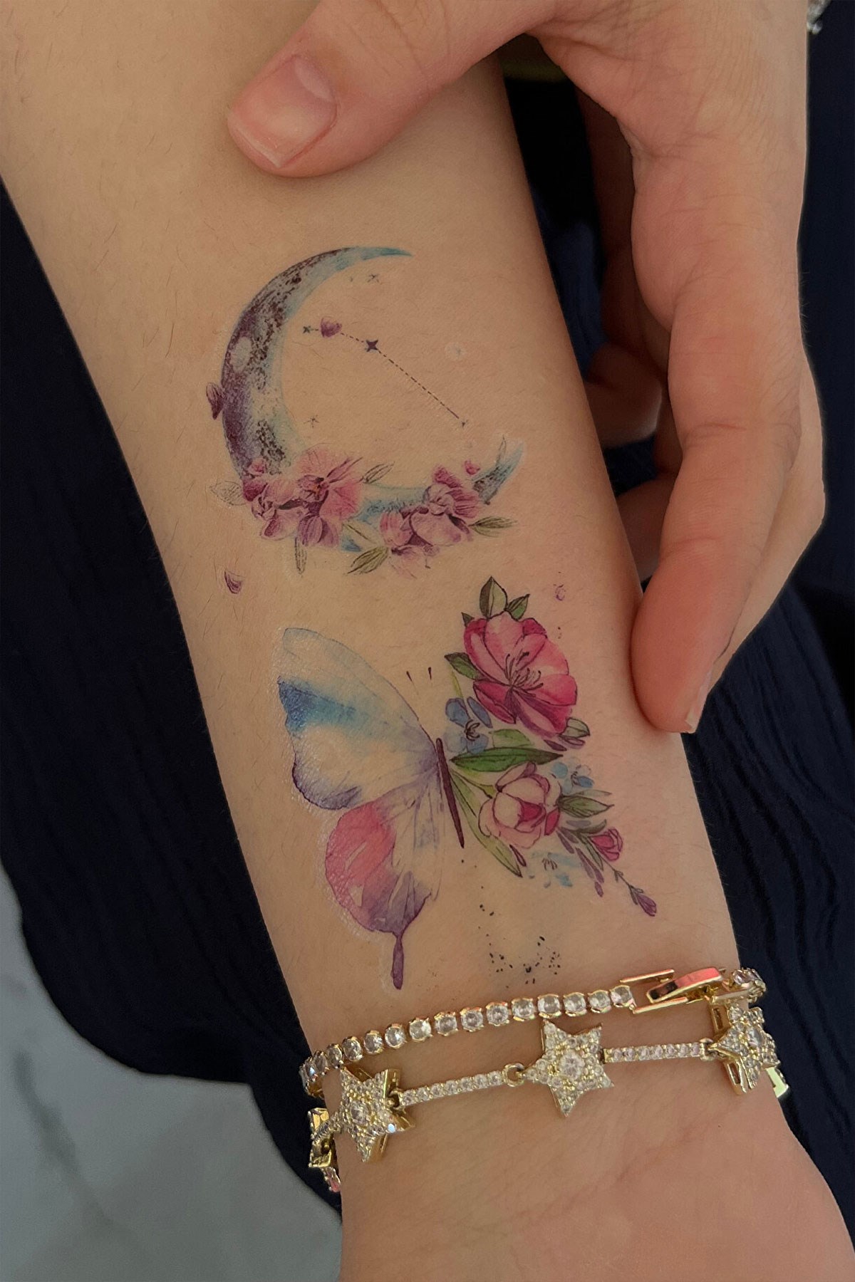 Kelebek ve Ay Mini Geçici Dövme Tattoo