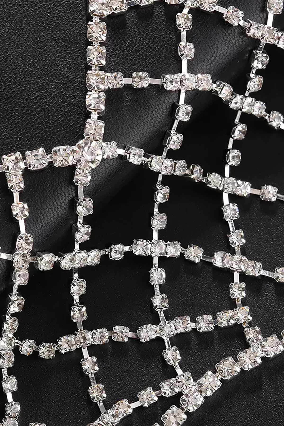 Gümüş Renk Taş Detaylı Bikini Üstü /Bralet /Vücut Aksesuarı